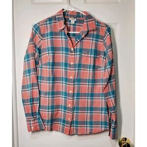 J.Crew Womens Button Down Shirt Size S blue pink plaid lightweight